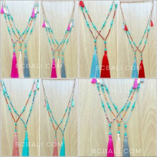 mixed beads necklace colorful tassels fashion design bulk free shipping